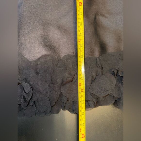 Tibi Black Satin Bow Back Wool & Silk Mini Dress with Petal Hem & Bow Size 6 NWT - Picture 9 of 9